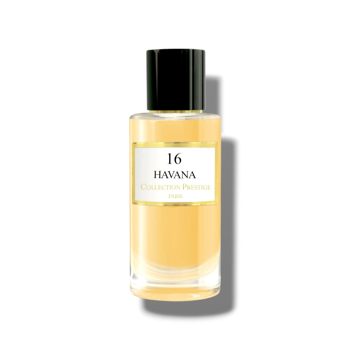 Havana N°16 de Collection Prestige est une eau de parfum orientale au tabac sucré, bois chauds et vanille, évoquant l’élégance sensuelle des soirées cubaines.