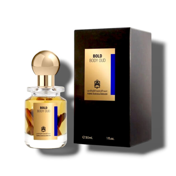 Bold Body Oud d’Abdul Samad Al Qurashi, 30ml, est une huile parfumée mixte alliant oud, épices, fleurs, bois et musc pour un sillage audacieux et sophistiqué.